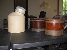 Vintage thermos and St. Louis Redware pieces