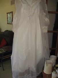 Wedding dress with train lifted