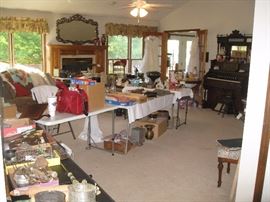 Large Victorian organ - Quilts in background etc