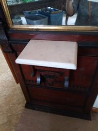 Marble accent and base of 8' Victorian pier mirror