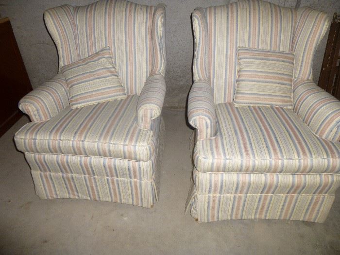PAIR OF WING BACK CHAIRS