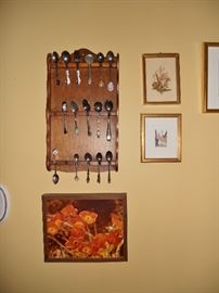 Spoon rack holding collectible spoons