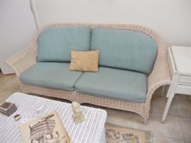 Close-up of wicker sofa