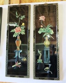 Japanese black Lacquer wall pictures/plaques