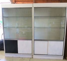 Painted display cabinets w/ glass shelves/doors