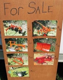 Vintage Simplicity garden tractor attachments and Springfield garden tractor