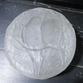 Covered lovebird glass container