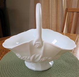 Large Milk glass basket
