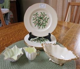 Lenox plates, Lenox dish, Porcelain creamer & sugar (numbered on bottom)