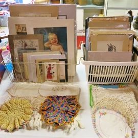 Vintage prints, magazine ads (1930's, 40's), vintage linens