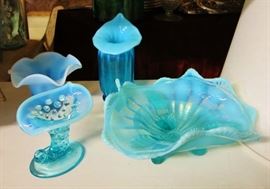 Blue opalescent glass