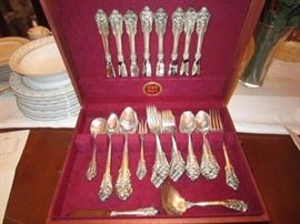 Wallace Grande Baroque sterling flatware service for 8 with 16 teaspoons