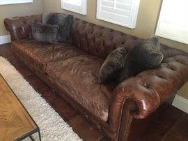 Restoration Hardware Kensington Leather Sofa. 