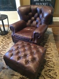 Restoration Hardware Churchill Leather Chairs & ottomans. Like new!