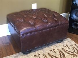 Restoration Hardware Leather Ottoman