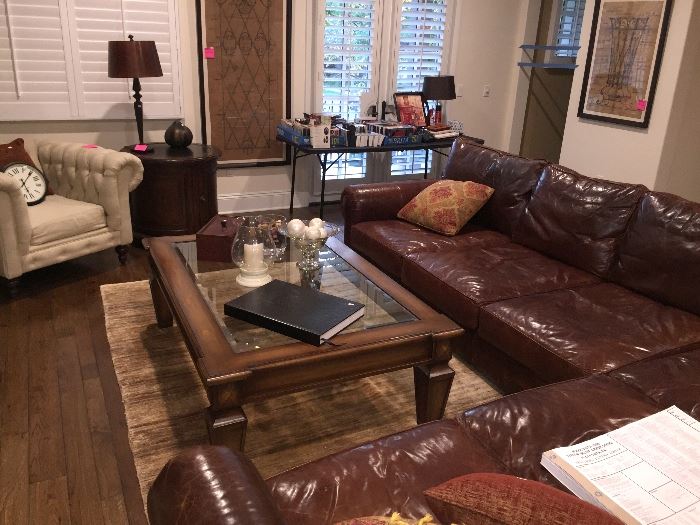 Restoration Hardware Leather Sectional LANCASTER Sofa. 