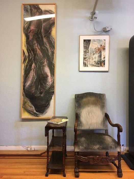 Peter Hoss "Hero Form", Boston Art, Carved Frame Arm Chair