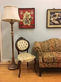 Upholstered Furniture, Art, Antique Carved Wood Floor Lamp