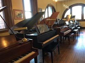 Piano Row's Showroom! We've got a selection of baby grand pianos including Steinway, Steinert, Mason and Hamlin, Jewett, Chickering and MORE! 