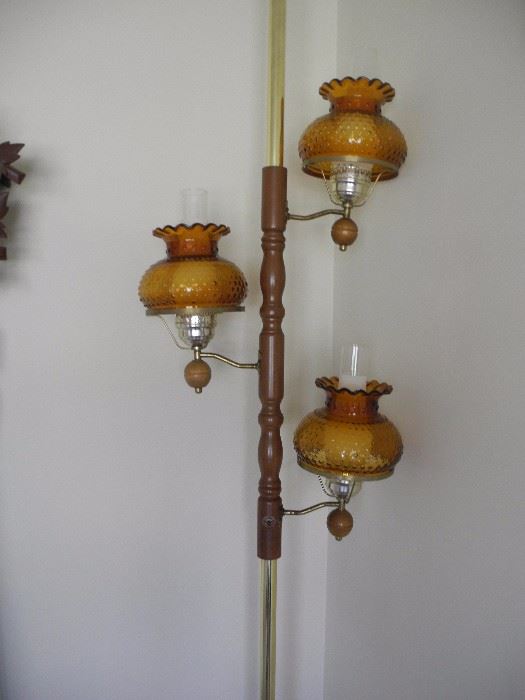 Amber glass pole lamp