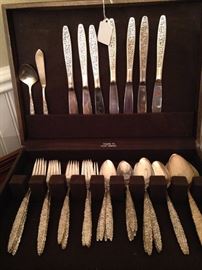 Set of silver plate flatware & chest 