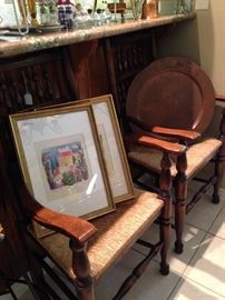 Pair of rush seat chairs