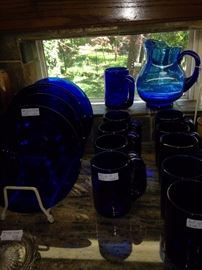 Colorful blue glassware