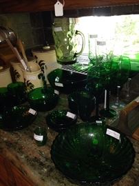 Colorful green glassware