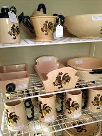 Great variety of the California Poppytrail pottery -
rooster dishes