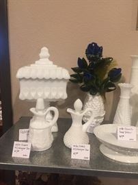 Milk glass, including Westmoreland