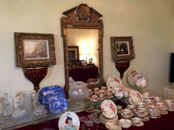 italian mirror, Royal Doulton China, Antique Spode, Portrait Plate, Prints in ornate Frames