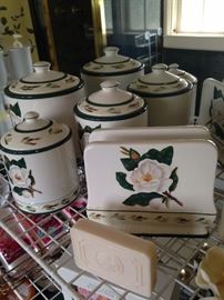 Magnolia canisters and napkin holder