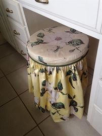 Vanity stool with magnolia fabric