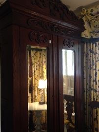 Extra large antique mirrored armoire - great for storage