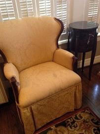 Gold upholstered bedroom chair 