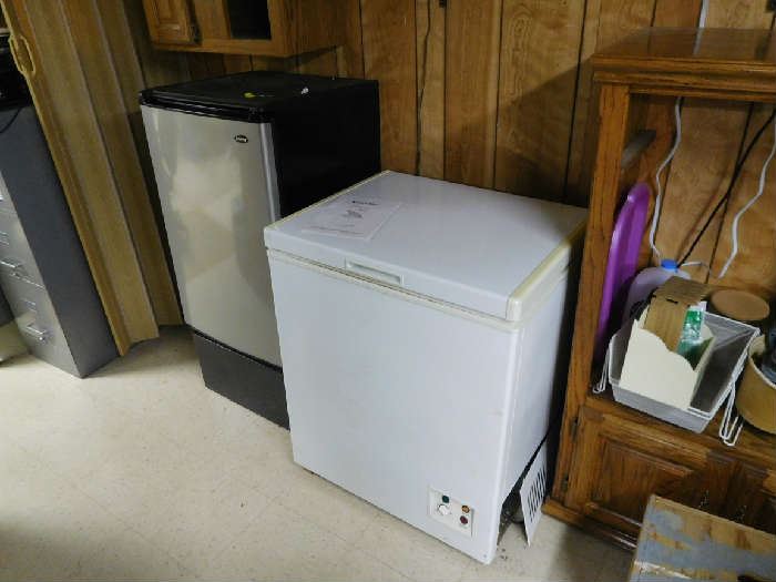 small  chest  freezer  and  dorm  refrigerator
