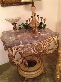 This marble planter table was purchased from a factory in Milano, Italy.