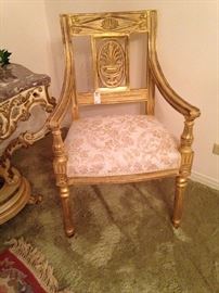 Formal, ornate upholstered antique chair