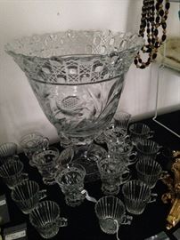 Elegant punch bowl and punch cups