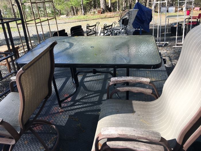 Patio table. Tempered glass top