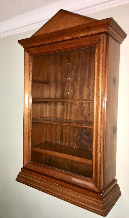 One of a pair of hanging shadow boxes with shelving, made by owner