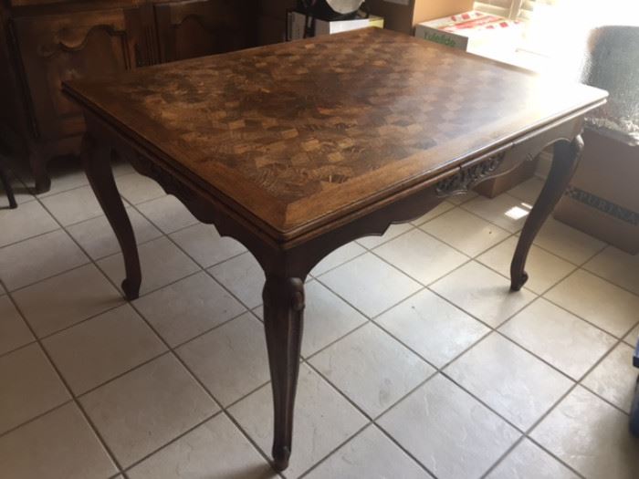 French oak refectory table with pull out leaves--seat 10!