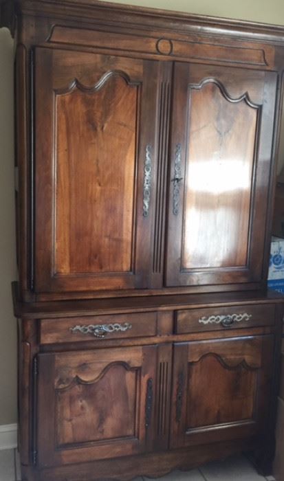 19th century French buffet a deux corps, burled fruitwood--gorgeous!