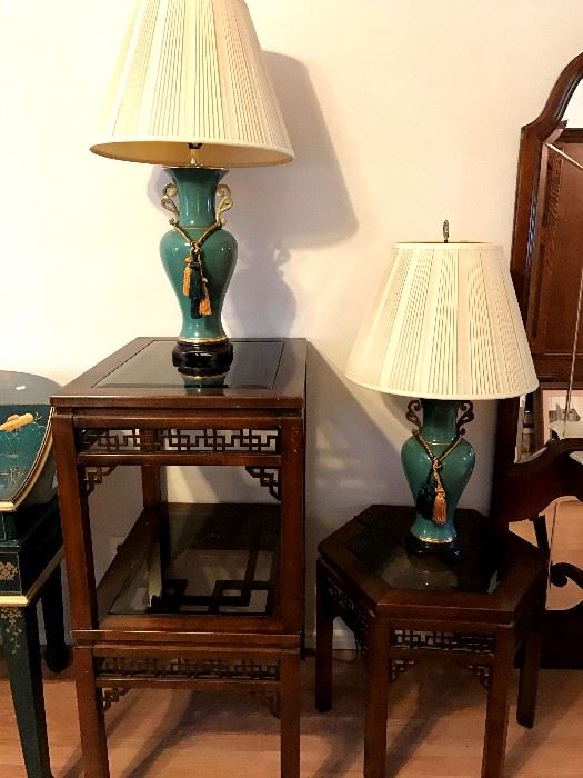 Oriental tables with lamps
