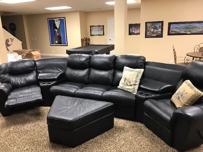 Lot 22 Black Sectional Couch with recliners $1500.00