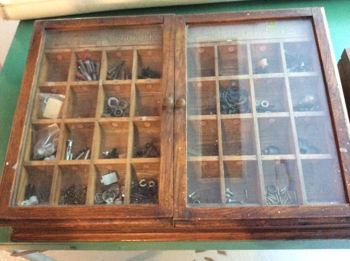 ESTER BROOK STEEL PENS, Antique Display Case