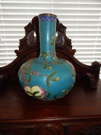 19 Inch tall tall  cloisonne  vase