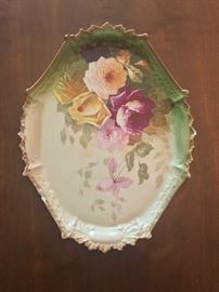 Turn of the century hand painted porcelain dresser tray