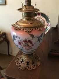 A variety of hand painted Victorian style lamps are available