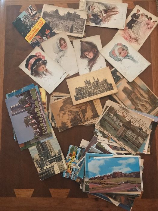 So many different postcards from travel and ladies portraits